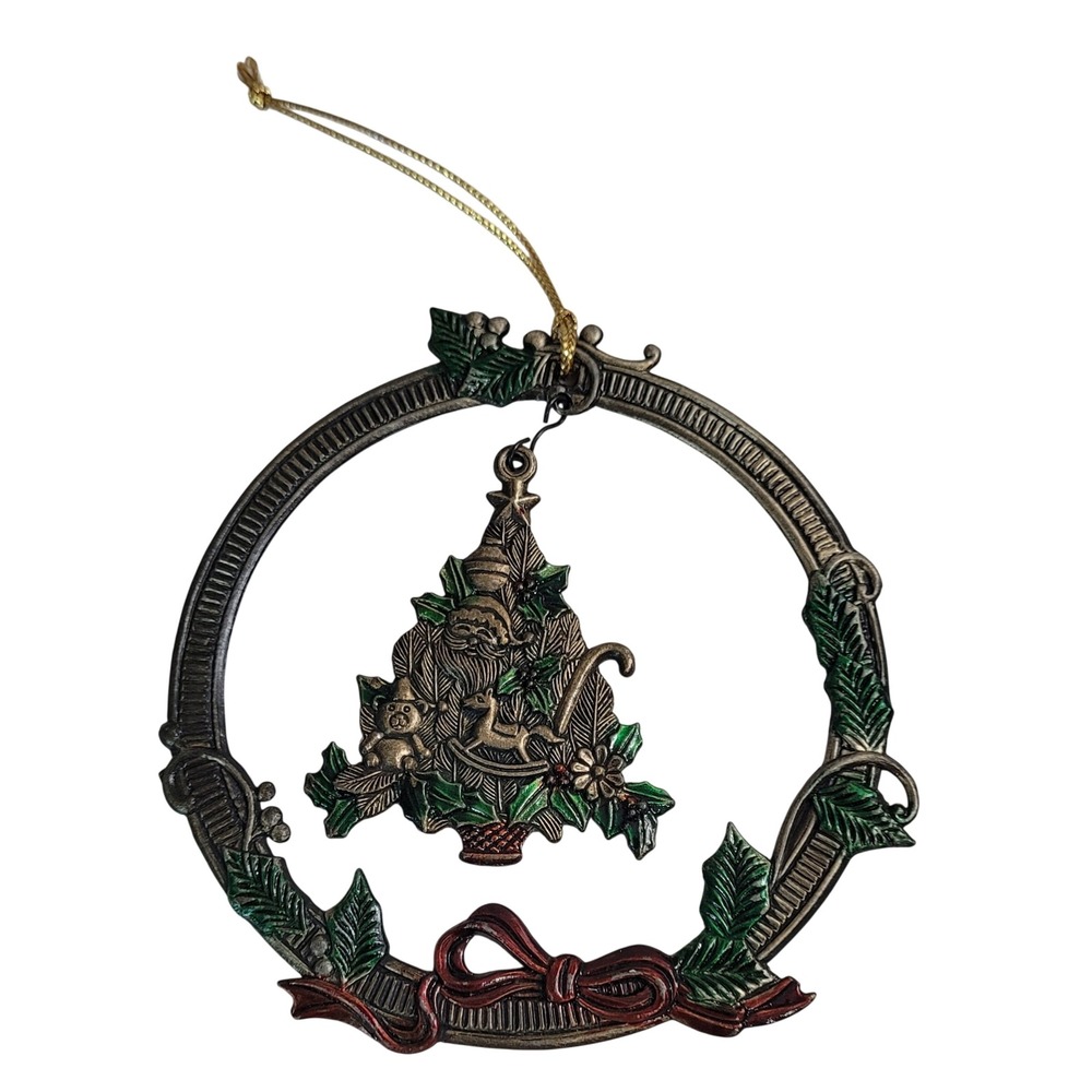 Unbranded Christmas Wreath Ornament Unisex OS Bronze Excellent Victorian Santa
